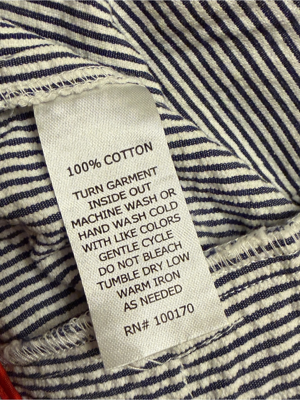 British Khaki Striped Seersucker Scalloped Hem Shorts - Picture 6 of 6